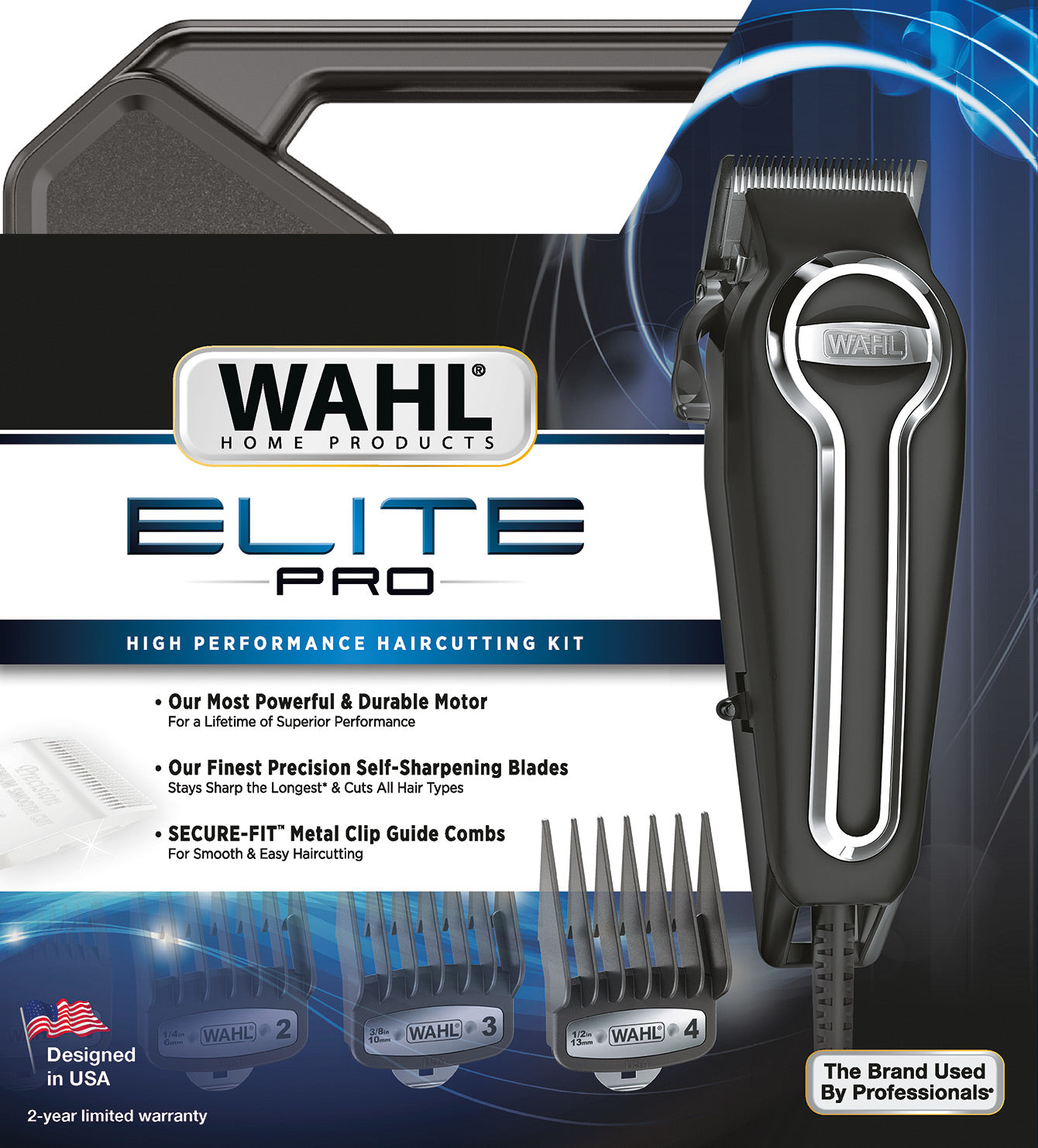 Wahl Haarschneider-Set Elite Pro – Netzbetrieb, 1–25 mm Schnittlänge, 10 Führungskämme – schwarz