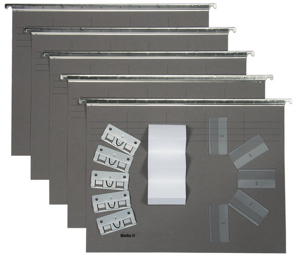 Biella Hängeordner für A4 – Karton, Grau, 320 × 250 mm, mit Vordruck