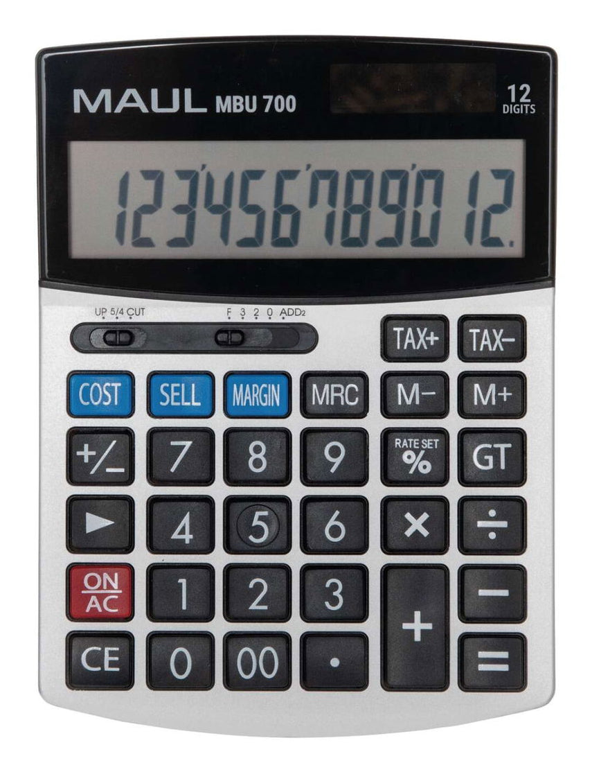 MAUL Tischrechner MBU 700 – 12-stellig – Solar/Batterie – Schwarz