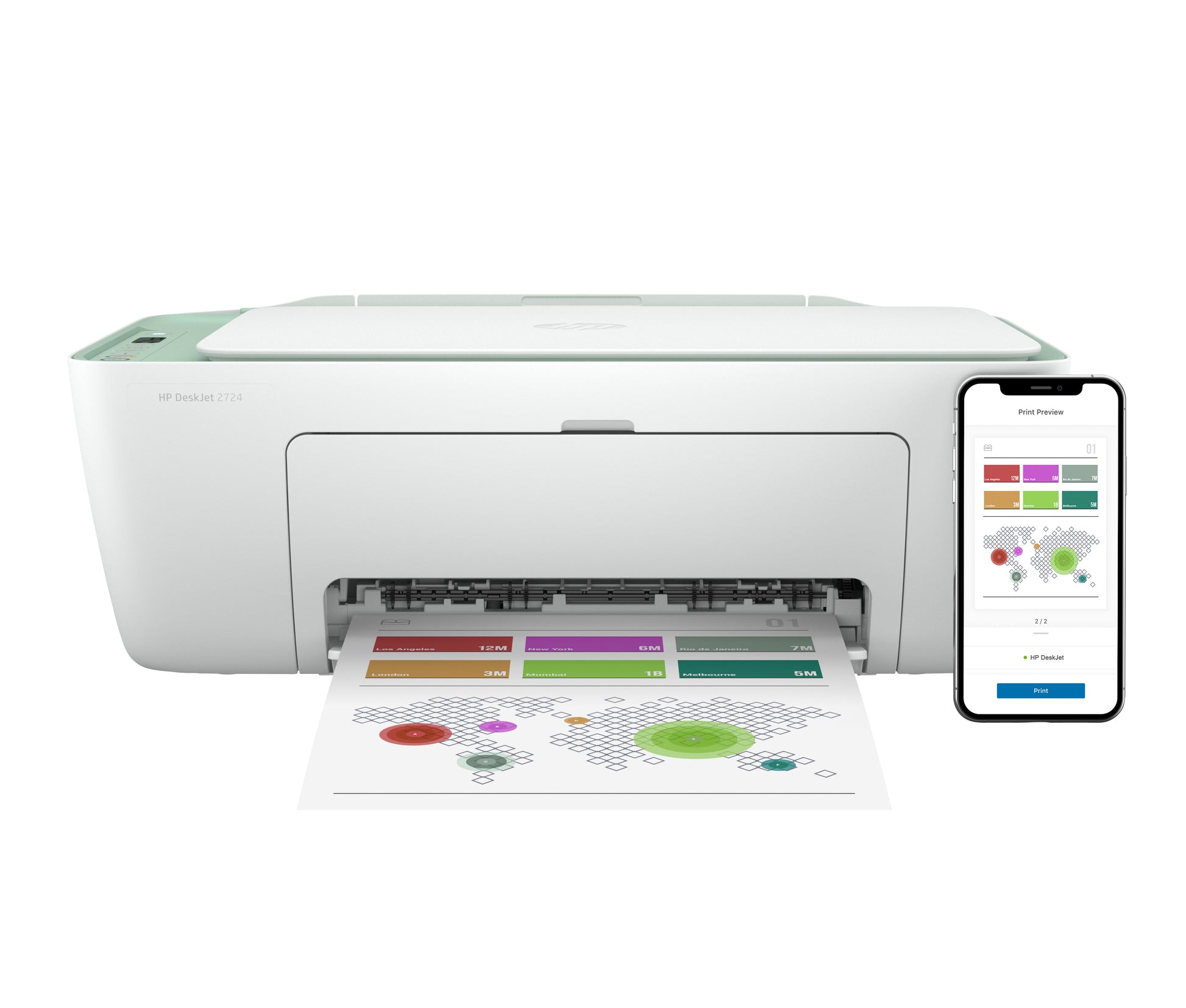 HP DESKJET 2724 ALL IN ONE – Farbtintenstrahl-Multifunktionsdrucker, A4, 3-in-1, Duplex, WLAN, AirPrint, Mopri