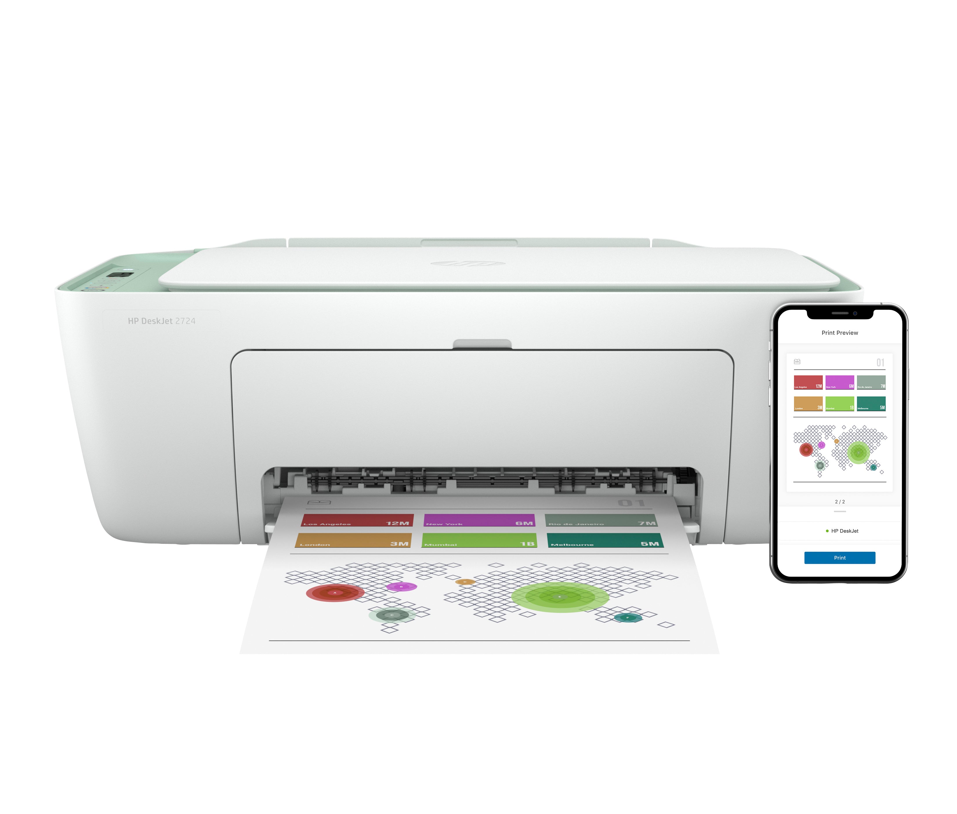 HP DESKJET 2724 ALL IN ONE – Farbtintenstrahl-Multifunktionsdrucker, A4, 3-in-1, Duplex, WLAN, AirPrint, Mopri