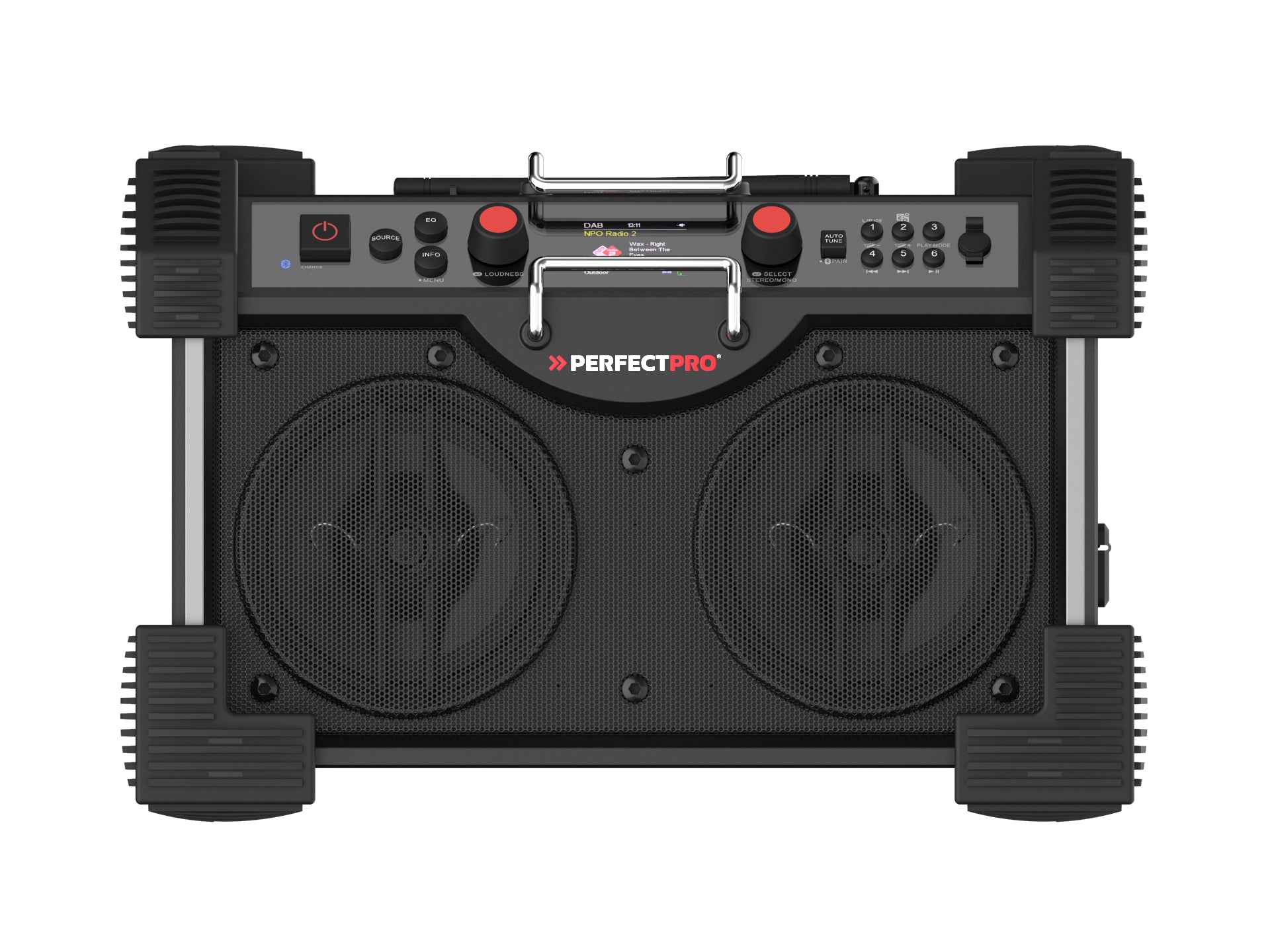 Perfectpro ROCKHART RH4-18V – Baustellenradio – DAB+, Bluetooth, IP44, Akkubetrieb – Schwarz