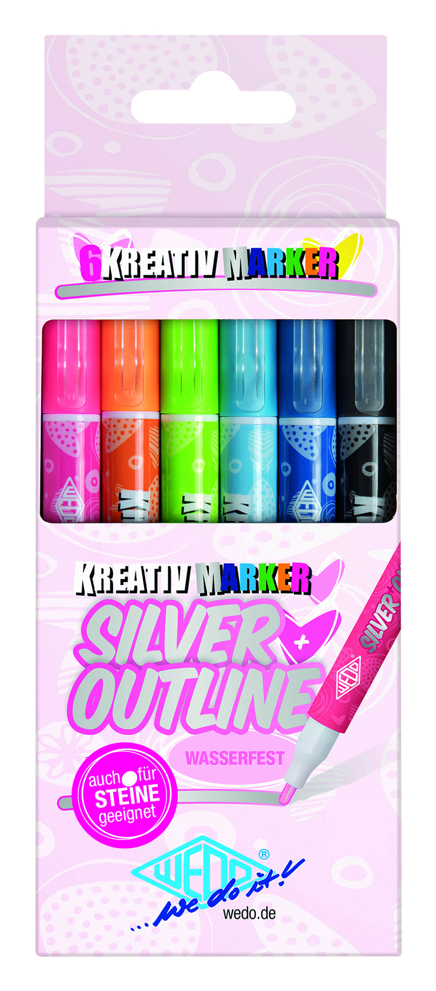 Wedo Kreativmarker für Permanent-Marker – mehrfarbig, 6er Set