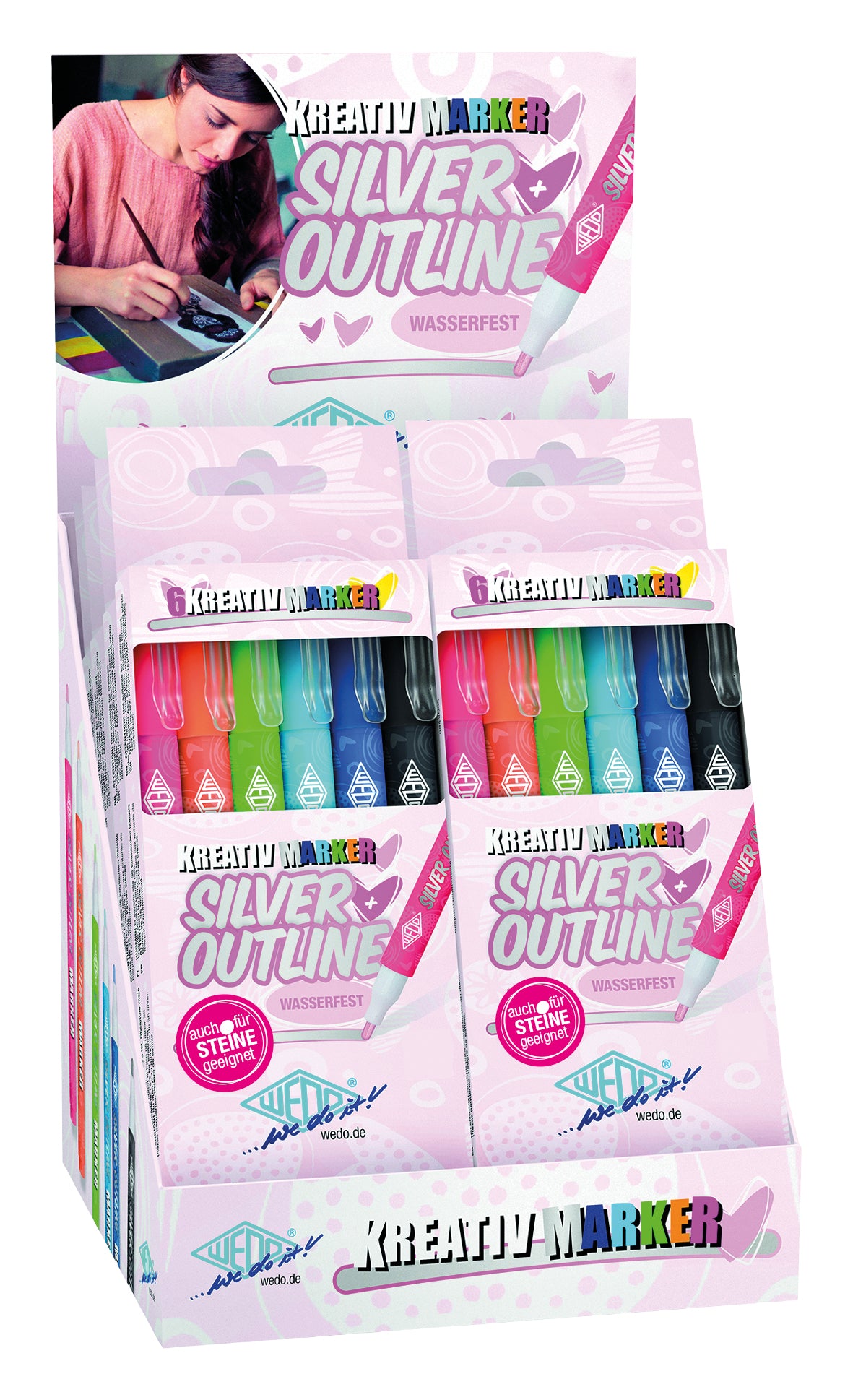Wedo Kreativmarker für Permanent-Marker – mehrfarbig, 6er Set