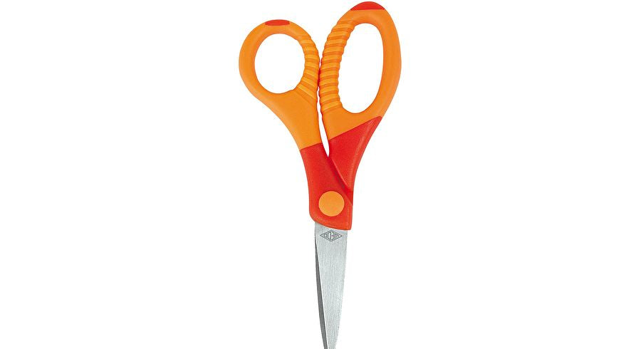 Wedo Kinderschere – 13 cm, Edelstahl, für Rechts- und Linkshänder, abgerundete Spitzen, Kunststoff, mehrfarbig