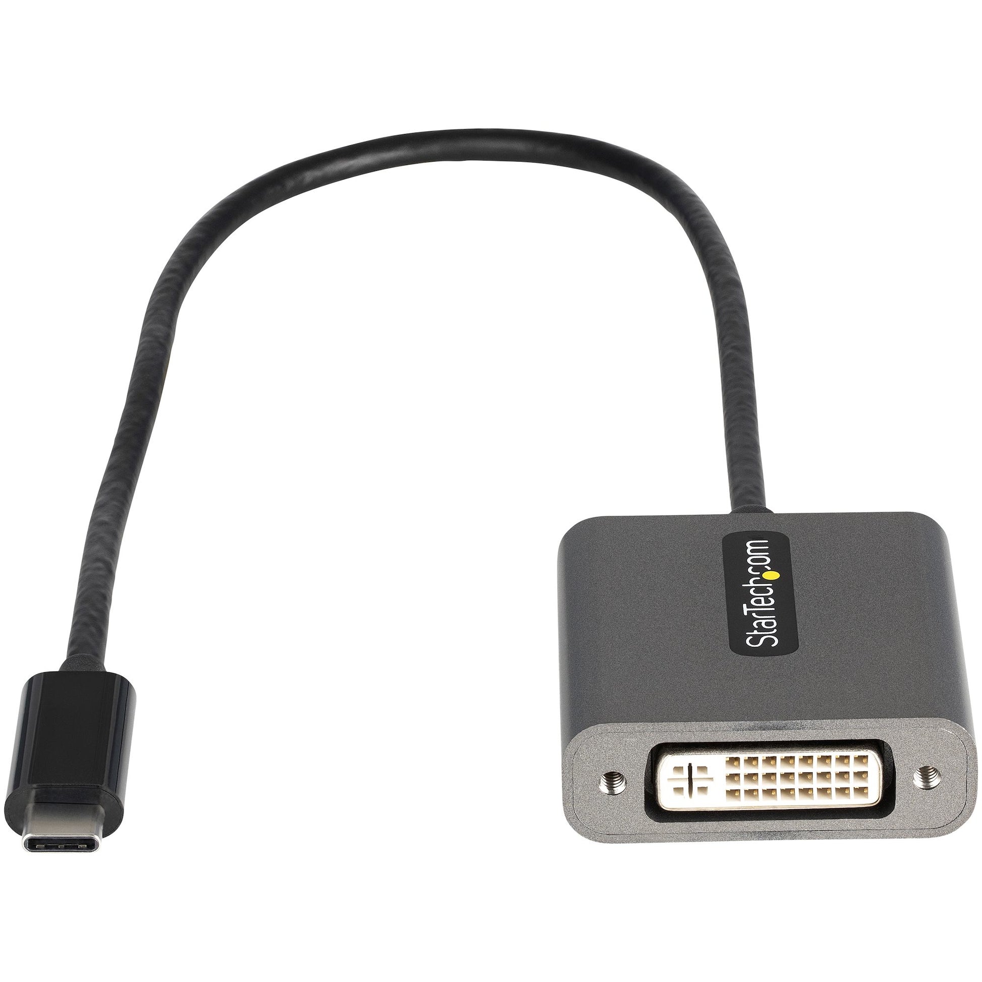 StarTech.com USB-C auf DVI Adapter 1920×1200 60 Hz – 0,295 m – Schwarz/Silber – für Thunderbolt 3 Geräte