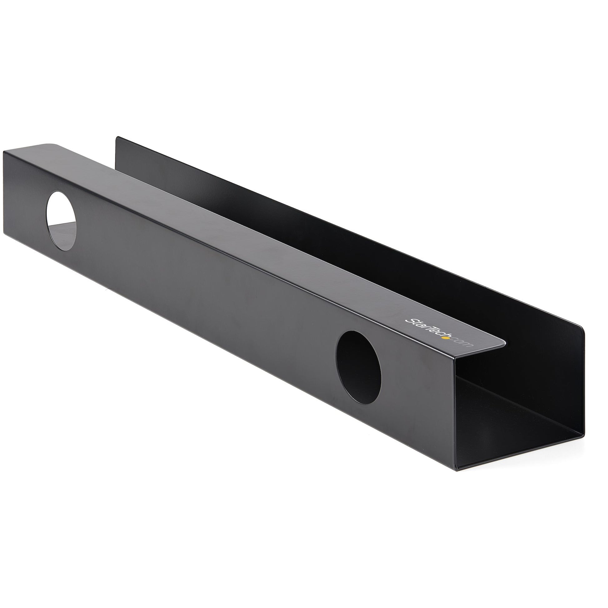 StarTech.com Untertisch-Kabelwanne – 600 × 120 × 80 mm – Stahl – Schwarz, Schraubbefestigung, 1 Stk.