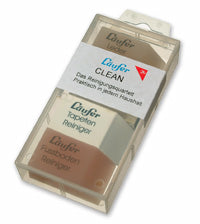 Laufer Läufer Reinigungsradierer-Set CLEAN – Kunststoff/Naturkautschuk, braun/weiss, 4 Stk., 12,3 × 5,5 × 2,5 cm