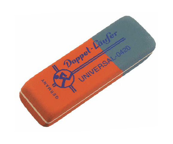 Laufer Radierer – für Tinte, Tusche – 55 × 8,5 × 19 mm – Kautschuk – rot/blau