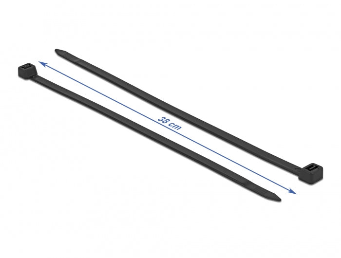 DeLOCK Kabelbinder mit paralleler Einführung, 7,6 mm × 0,38 m, schwarz, 50 Stück