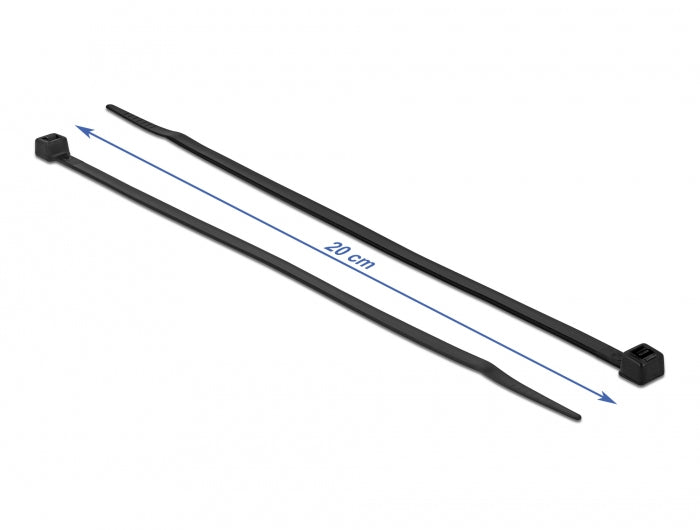 DeLOCK Kabelbinder, 200×4,8 mm, 100er-Pack, Schwarz
