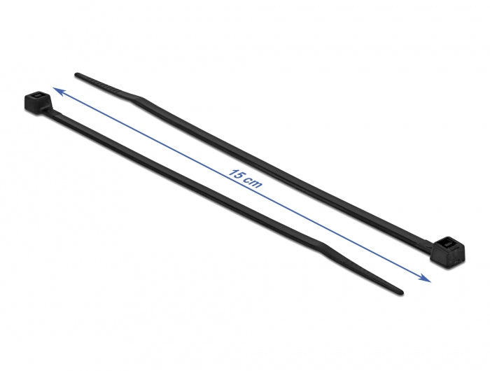 DeLOCK Kabelbinder, 150×3,6 mm, 100er-Pack, parallele Einführung – schwarz