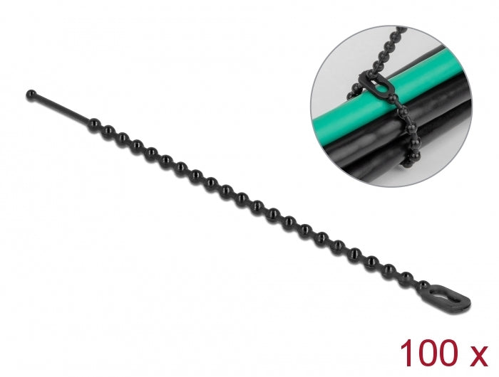 DeLOCK Blitzbinder 100 × 2,4 mm, Polyamid, wiederverwendbar, schwarz, 100 Stk.
