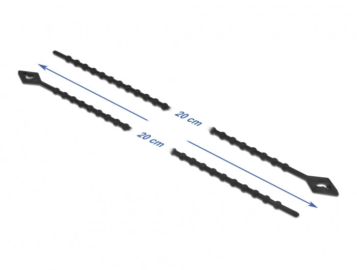 DeLOCK Kabelbinder, 2,4×200 mm, 100er-Pack, wiederverwendbar – schwarz