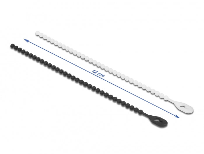 DeLOCK Kabelbinder 120×3,6 mm, 100er-Pack, wiederverwendbar – schwarz/weiss