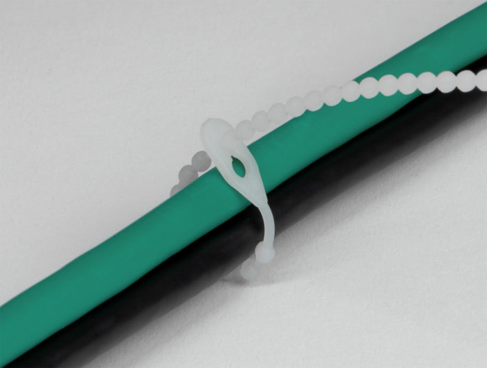 DeLOCK Kabelbinder, wiederverwendbar, mit Perlen, 3,6 mm × 0,18 m, schwarz, weiss, 100 Stück