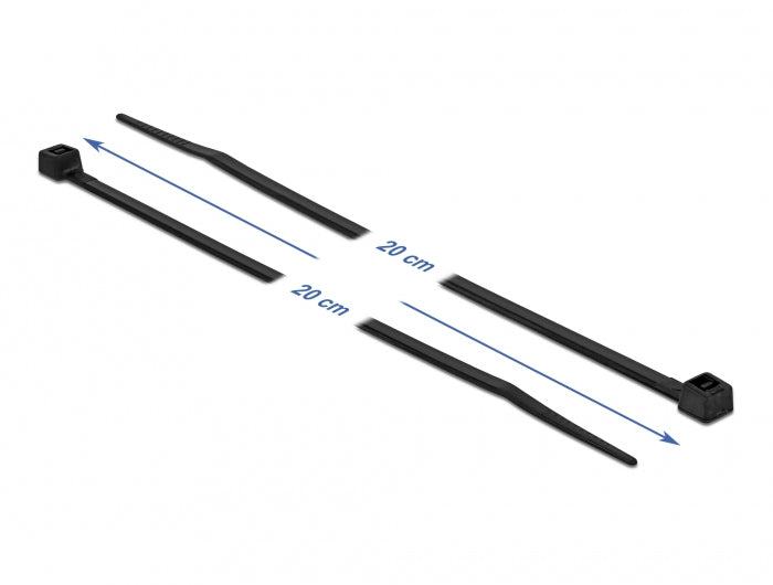 DeLOCK Kabelbinder, 200×3,6 mm, 100er-Pack, hitzebeständig – schwarz