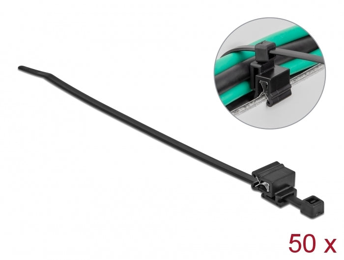 DeLOCK Kabelbinder, 200×4,8 mm, 50er-Pack, Polyamid (PA) – schwarz
