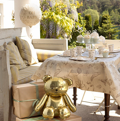 PartyDeco Folienballon Bär – Gold – 38 × 42 cm – 1 Stk