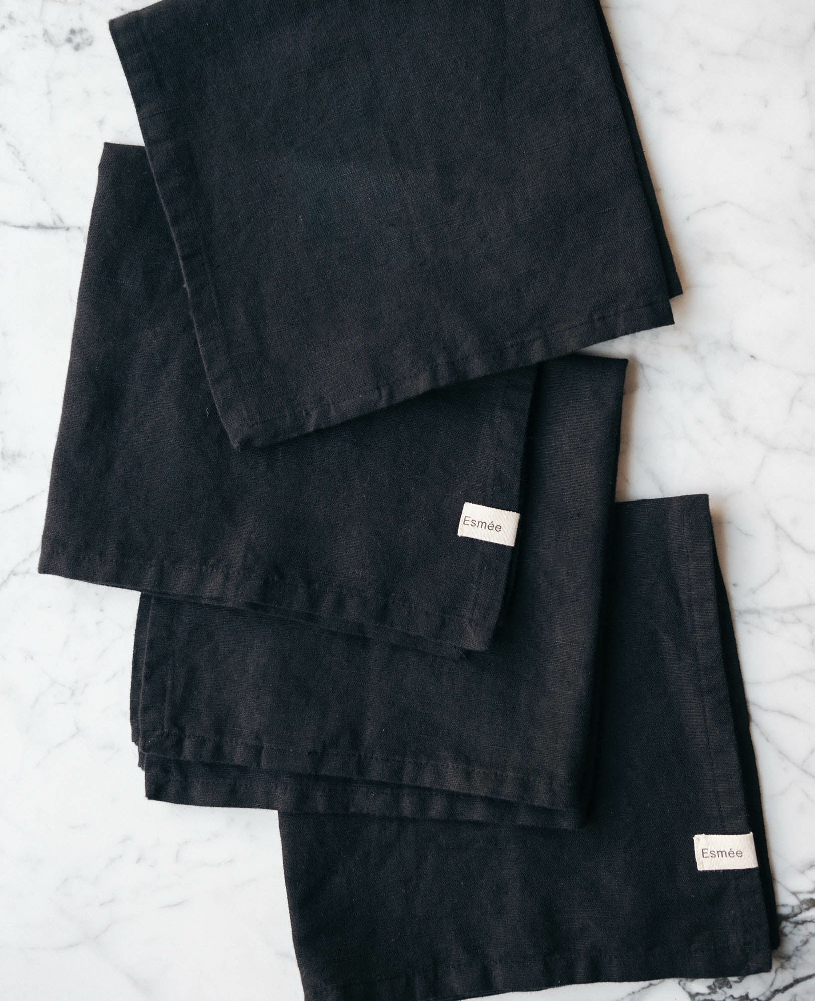 Esmée Stoffserviette – Schwarz – 45 × 45 cm, Baumwolle/Leinen – 1-er-Set