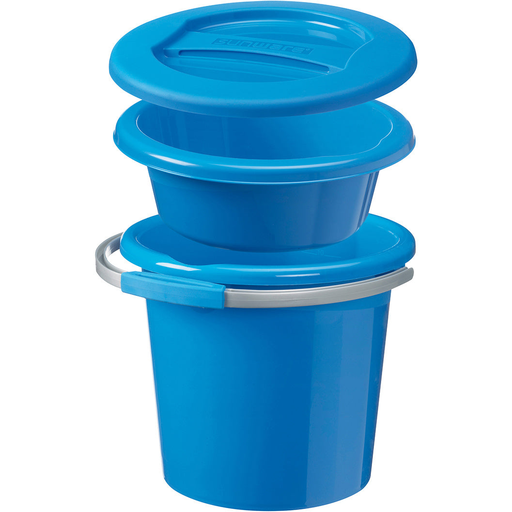 Sigma home Putzeimer Water-Line – 12 l – 3-teilig – blau – Kunststoff – 32,0 × 35,0 × 28,0 cm