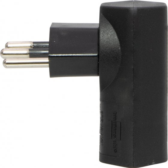 Brennenstuhl Winkeladapter T12 zu T13 – Flachstecker, 230 V, 10 A, drehbar 300° – Schwarz