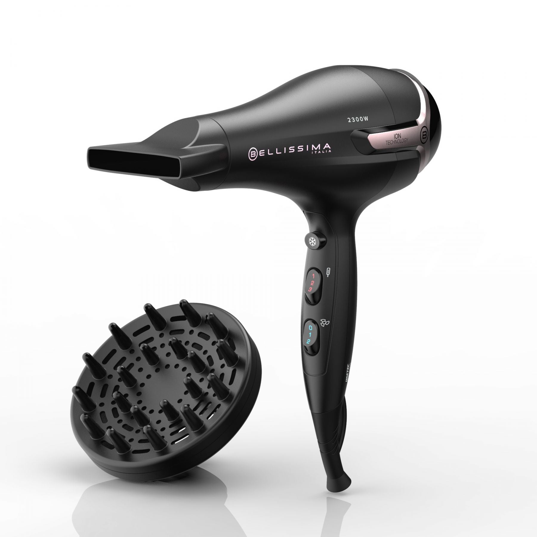 Bellissima Haartrockner K9 2300 – Ionenfunktion, Diffusor – Schwarz