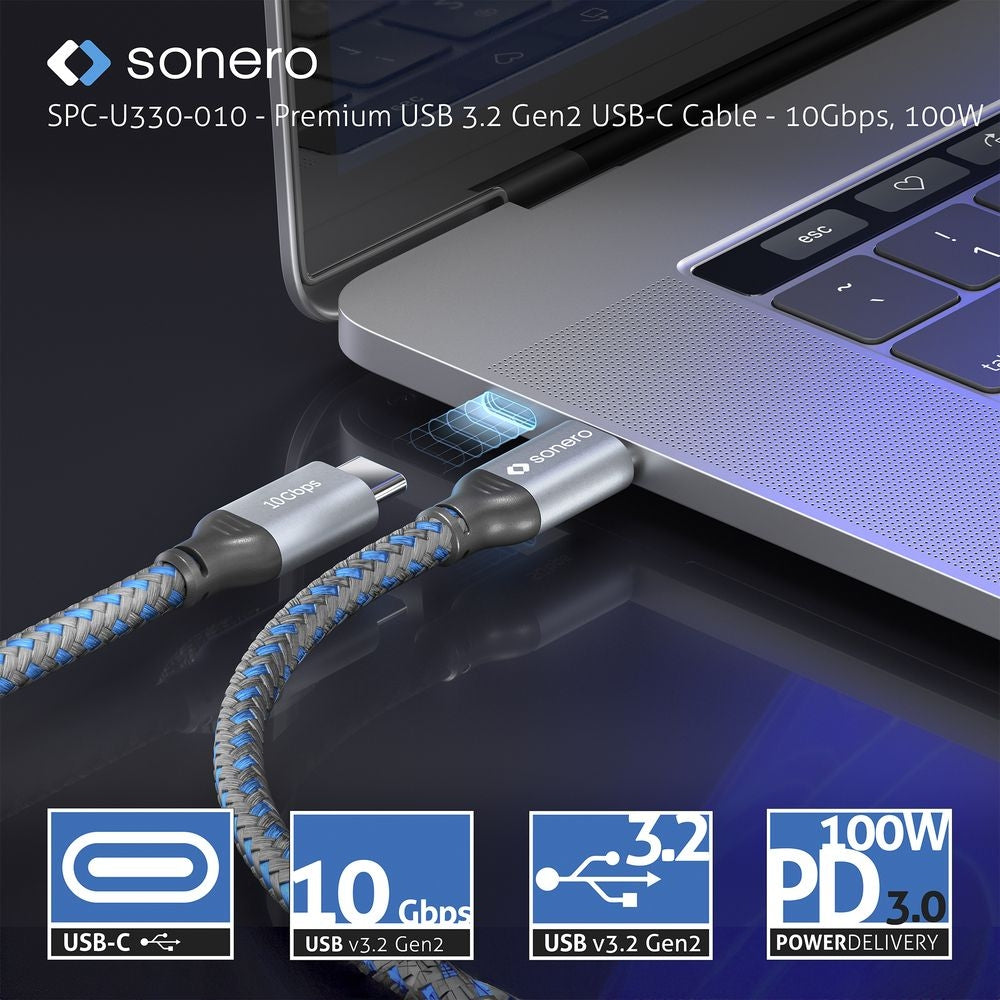 Sonero – USB-Kabel, USB-C zu USB-C, 1 m, USB 3, Lade-/Datenkabel