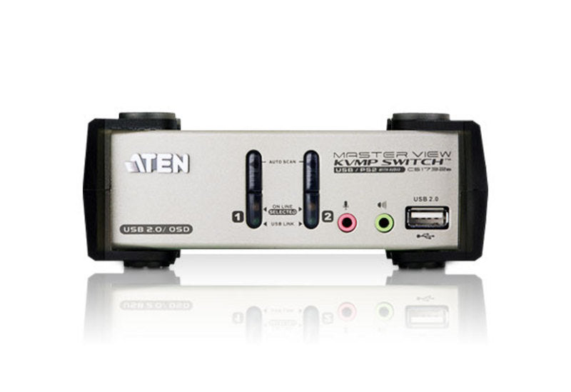 ATEN KVM-Switch, 2×1, VGA, 2048×1536, 60 Hz, USB 2.0, EDID, OSD/Audio, für Windows/Mac