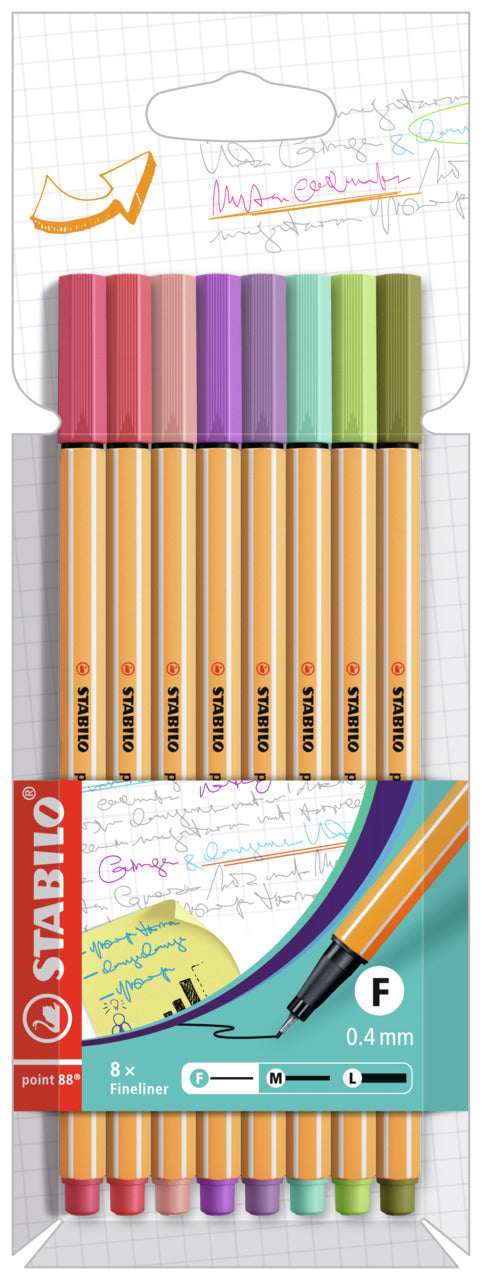 STABILO point 88 Fineliner – 8er-Set 0,4 mm – 8 Farben, sortiert