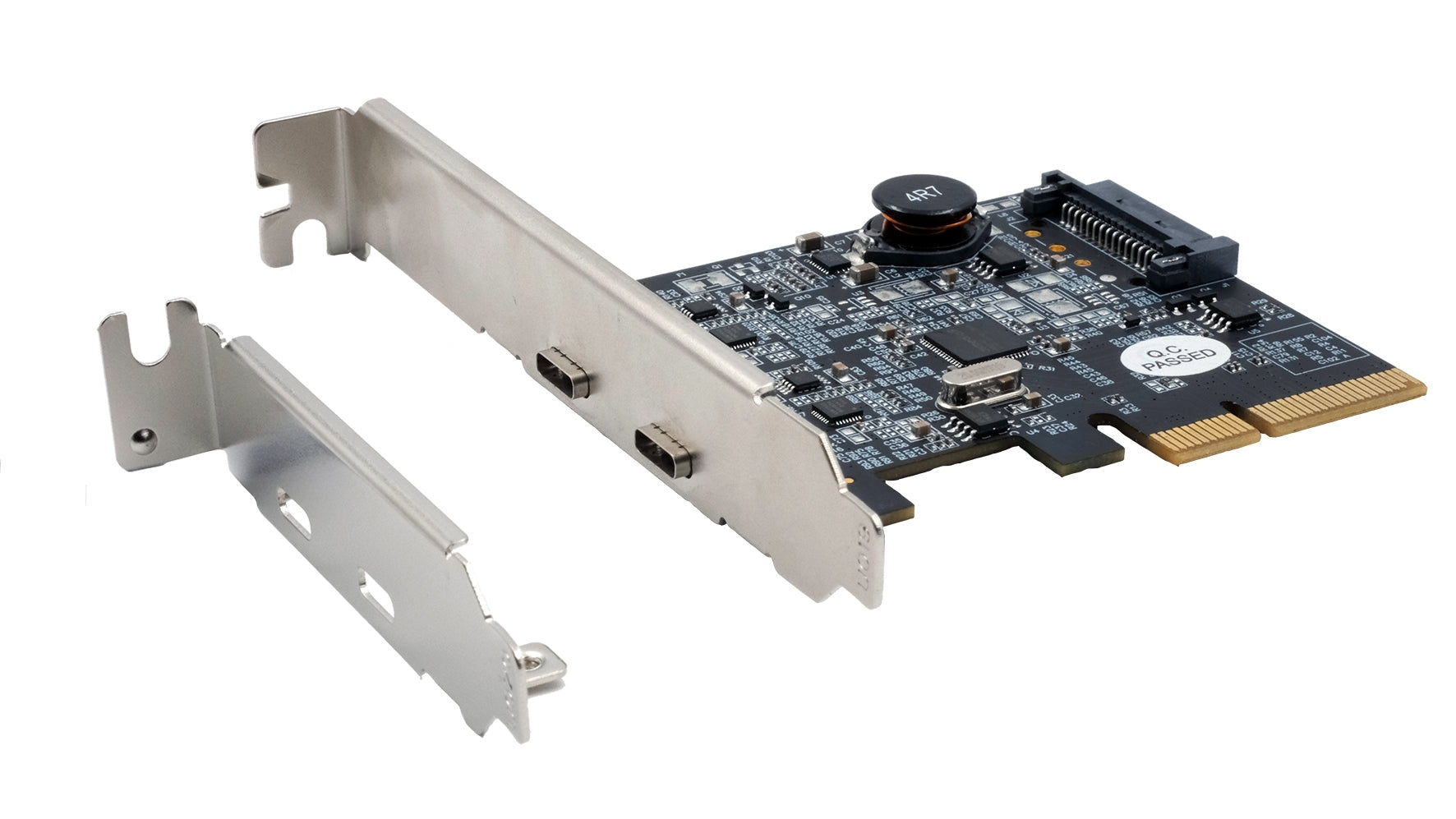 EXSYS EX-12000 PCIe USB-C Karte – 2× USB 3.2 Gen 2 (10 Gbit/s), PCIe Gen3x4, ASMedia ASM3142 – Low Profile