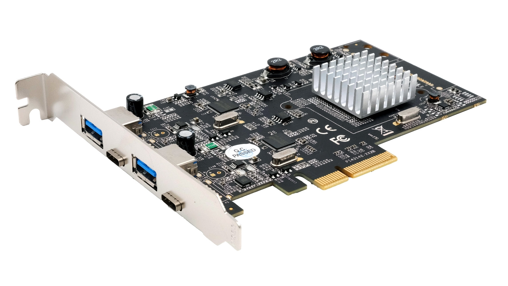 EXSYS EX-12005 PCIe USB 3.2 Gen2 Karte – 2× USB‑A, 2× USB‑C (10 Gbit/s), PCIe Gen3 x4, ASM3142