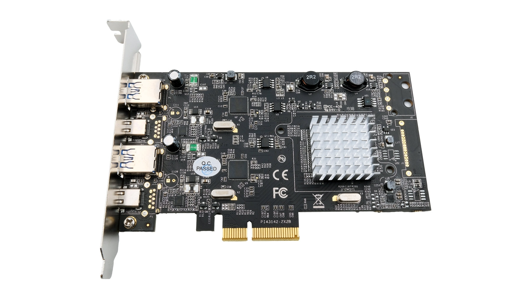 EXSYS EX-12005 PCIe USB 3.2 Gen2 Karte – 2× USB‑A, 2× USB‑C (10 Gbit/s), PCIe Gen3 x4, ASM3142