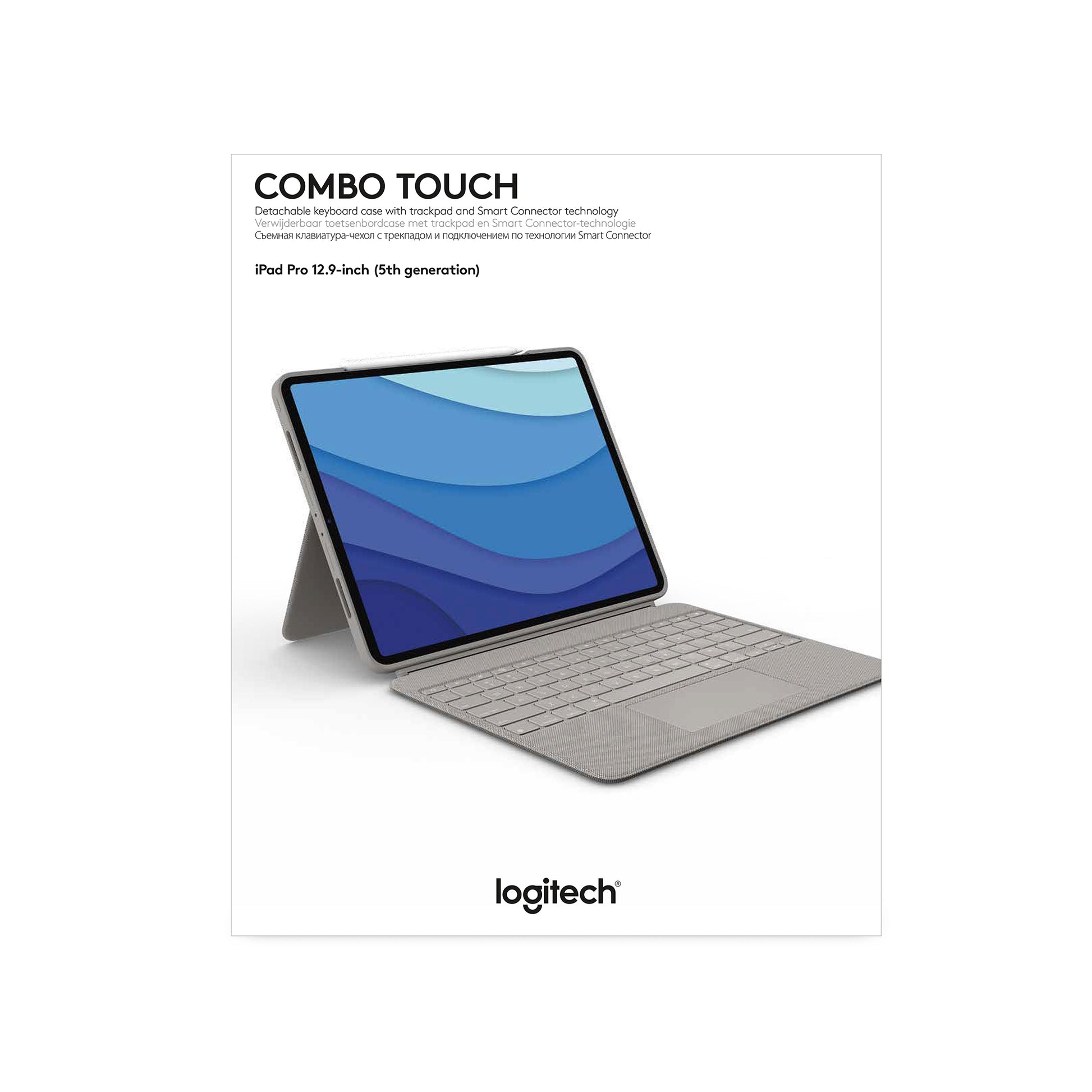 Logitech Combo Touch – Tastatur, UK-Layout (EN), Sand – für iPad Pro 12,9" (5. Gen.)