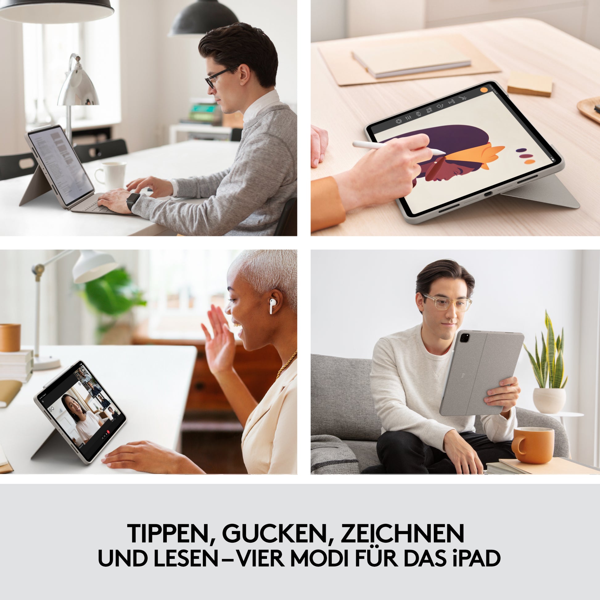 Logitech Combo Touch – Tastatur, CH-Layout (DE-CH), mit Touchpad – für iPad Pro 12,9" (5. Gen.)