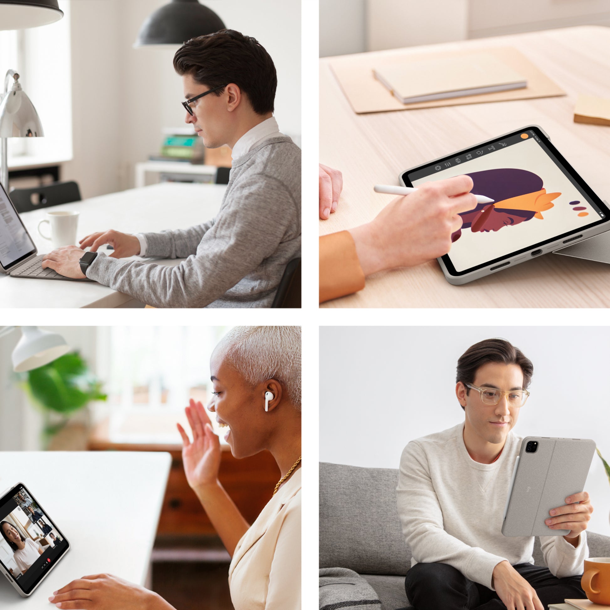 Logitech Combo Touch – Tastatur, CH-Layout (DE-CH), mit Touchpad – für iPad Pro 12,9" (5. Gen.)