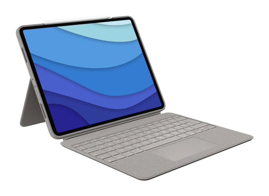 Logitech Combo Touch – Tastatur, UK-Layout (EN), Sand – für iPad Pro 12,9" (5. Gen.)
