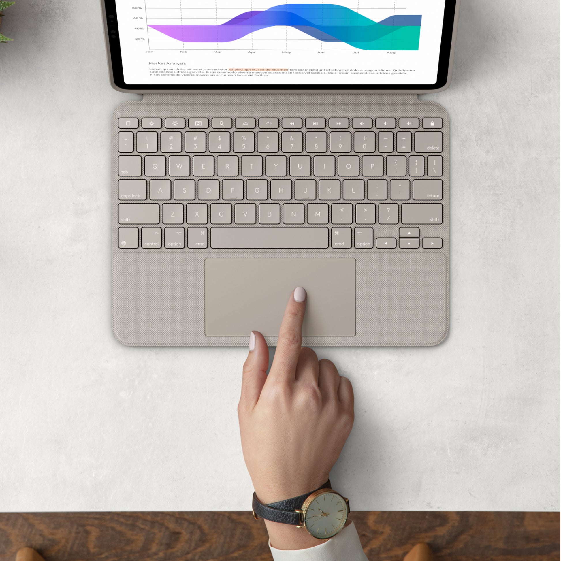 Logitech Combo Touch – iPad Pro 11", Trackpad, Sand