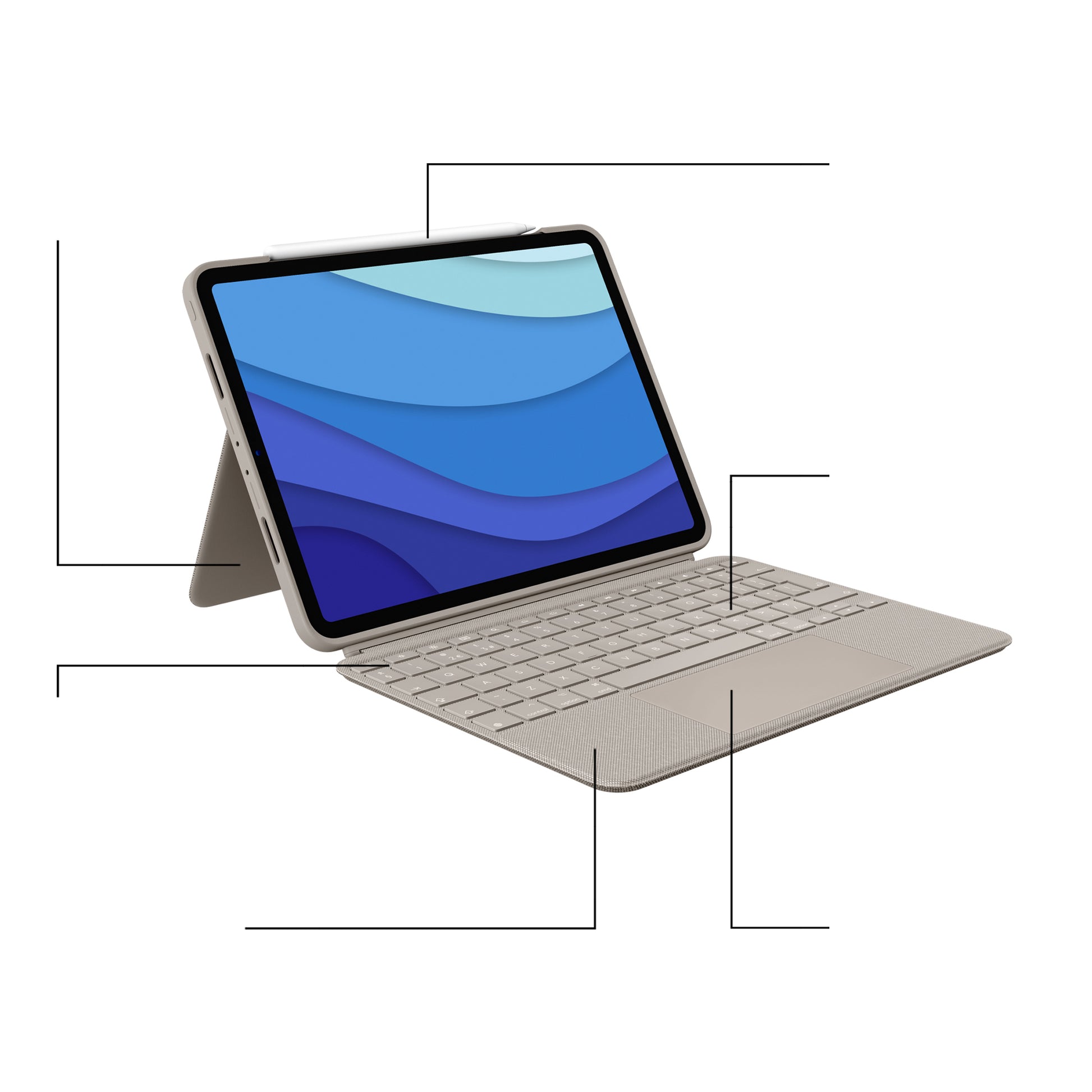 Logitech Combo Touch – iPad Pro 11", Trackpad, Sand