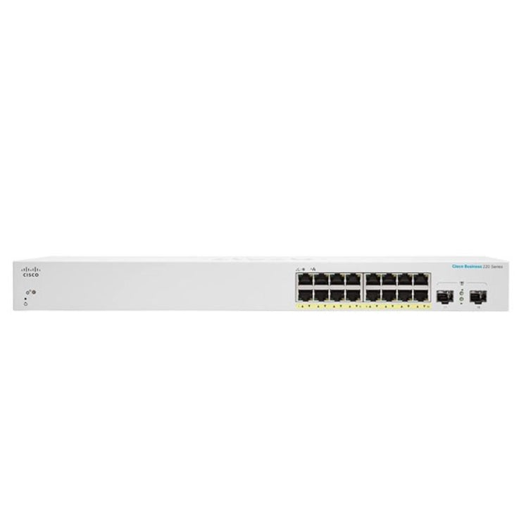 Cisco CBS220-16P-2G – Managed Switch – 16×GbE, 2×SFP, L2, PoE+ 130 W, 1U