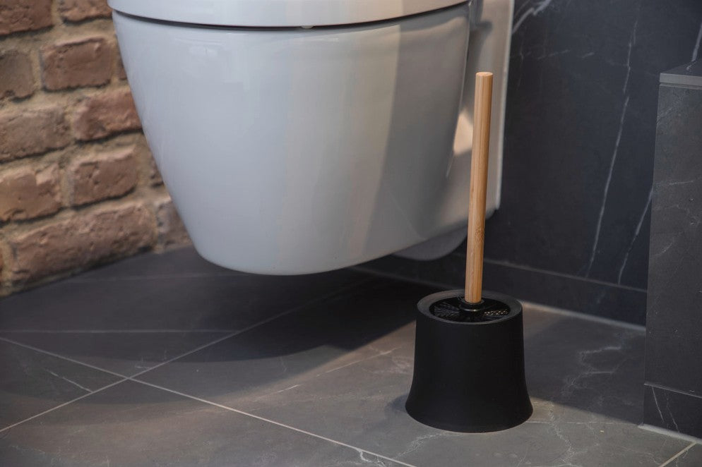 WENKO WC-Bürstenset – Bambus, Kunststoff, Braun, H 38 cm, Ø 14 cm