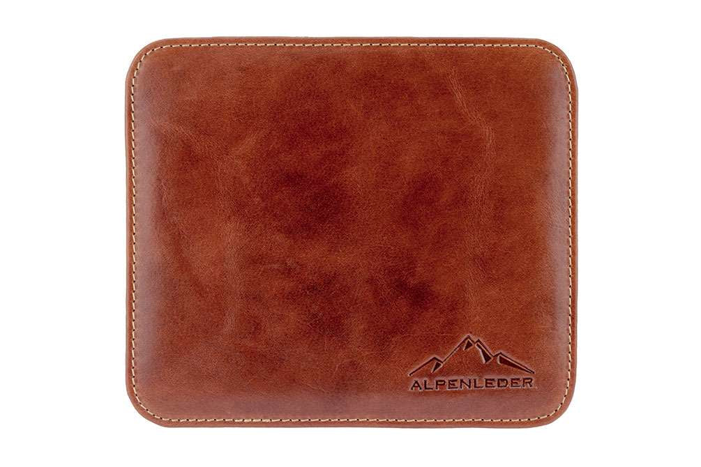 Alpenleder Bregenz – Mauspad – 200 × 170 mm, Leder, Hellbraun, Anti-Rutsch-Basis