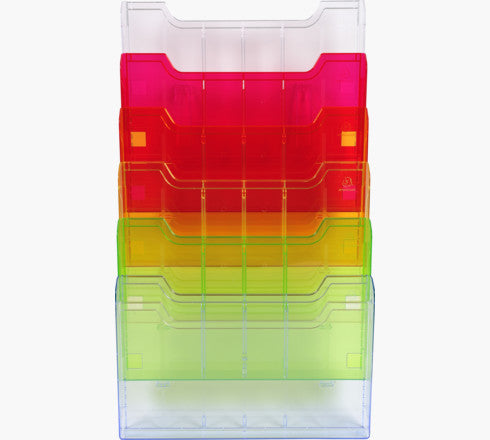 Exacompta Wandprospekthalter – für A4 – 6 Fächer – Querformat – Harlekin – Polystyrol (PS) – Fachtiefe 26 mm
