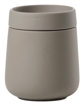 Zone Denmark Aufbewahrungsbox 0,29 l (mit Deckel) – Steingut – Taupe – Ø 87 × H 108 mm