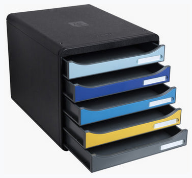 Exacompta Schubladenbox Big-Box Bee Blue – 5 Schubladen, Kunststoff