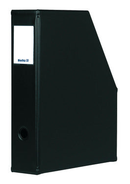Biella Stehsammler – für Format A4, Karton, schwarz, mit Griffloch, mit Beschriftungsschild, 75 × 320 × 255 mm