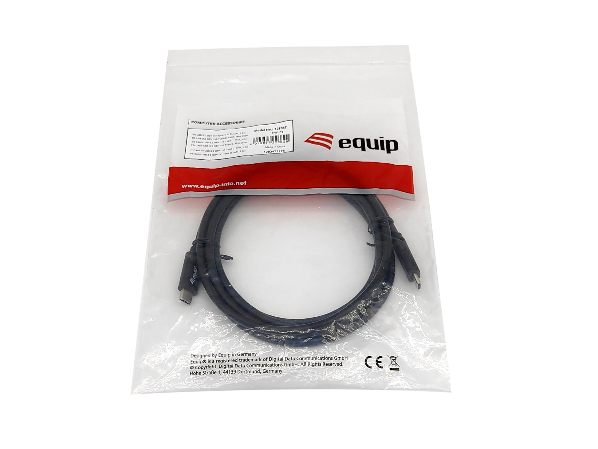 Equip USB-C auf USB-C Kabel – USB 3.2 Gen 1 (5 Gbit/s) – 2 m – PD 60 W – Magnetisch abgeschirmt – Schwarz