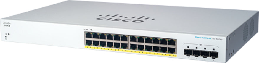 Cisco CBS220-24P-4G – Managed Switch – 24×GbE, 4×SFP, L2, PoE, 1U