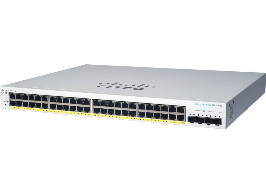 Cisco CBS220-24P-4X – Managed Switch – 24×GbE, 4×SFP+, L2, PoE 195 W, 1U