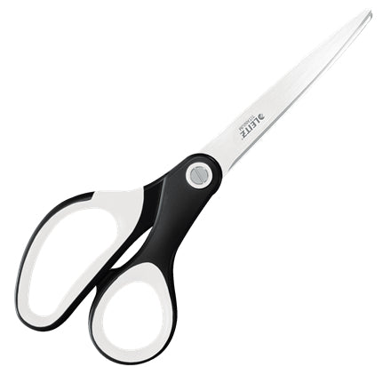 Leitz WOW Schere 20,5 cm, spitz, für Rechtshänder – Edelstahl, titanbeschichtet, Softgrip, Schwarz/Weiss
